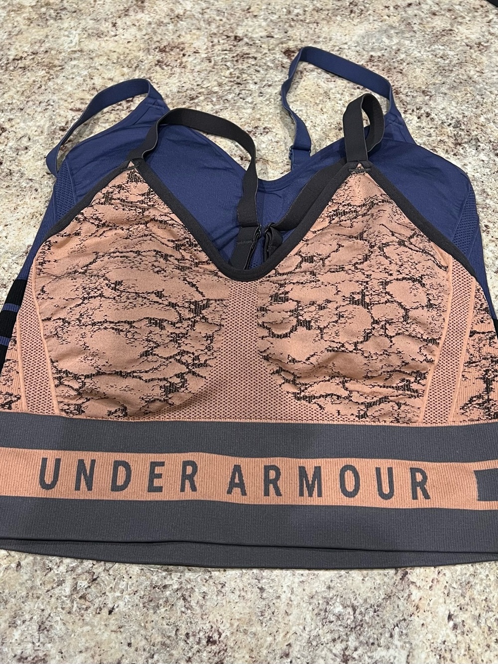 Under Armour Women’s Supportive Sports Bra - Peach & Grey / Blue & Black